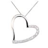 Image 2 : 0.35 ctw Diamond Heart Shaped Pendant with Chain - 14KT and 18KT White Gold