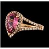 Image 1 : 1.70 ctw Pink Tourmaline and Diamond Ring - 14KT Rose Gold