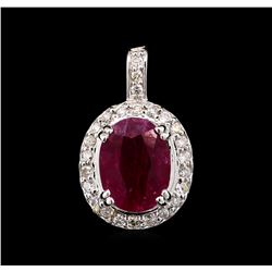 3.68 ctw Ruby and Diamond Pendant - 14KT White Gold