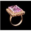 Image 4 : 21.94 ctw Kunzite and Diamond Ring - 14KT Rose Gold