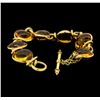 Image 3 : Amber Pendant and Bracelet - 18KT Yellow Gold