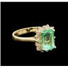 Image 1 : 1.76 ctw Emerald and Diamond Ring - 14KT Yellow Gold