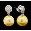 Image 2 : Pearl and Diamond Earrings - 14KT White Gold