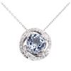 Image 2 : 1.60 ctw Aquamarine And Diamond Pendant & Chain - 14KT White Gold