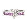 Image 2 : 0.50 ctw Pink Sapphire and Diamond Ring - 10KT White Gold