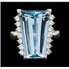 Image 2 : 9.09 ctw Aquamarine and Diamond Ring - Platinum