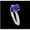 Image 4 : 1.30 ctw Tanzanite and Diamond Ring - 14KT White Gold
