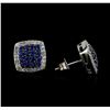 Image 2 : 0.93 ctw Sapphire and Diamond Earrings - 14KT White Gold