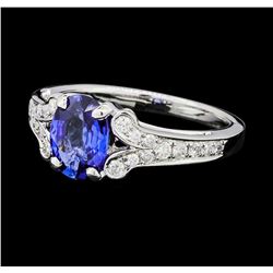 1.32 ctw Sapphire and Diamond Ring - 18KT White Gold