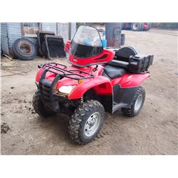 2012 Honda FOURTRAX, 420cc Engine, 1,500 KM, Windshield, 2 Up Seat, Electric Shift, 4WD