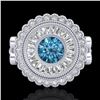 Image 2 : 2.03 CTW Fancy Intense Blue Diamond Solitaire Art Deco Ring 18K White Gold - REF-245T5X - 37901