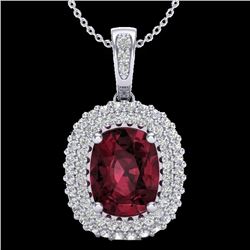 2.60 CTW Garnet & Micro Pave VS/SI Diamond Certified Halo Necklace 10K White Gold - REF-65N5Y - 2040