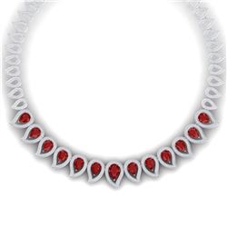 33.4 CTW Royalty Designer Ruby & VS Diamond Necklace 18K White Gold - REF-1236R4K - 39438