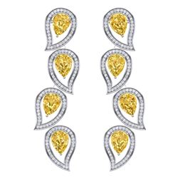 14.63 CTW Royalty Canary Citrine & VS Diamond Earrings 18K White Gold - REF-281X8T - 39462