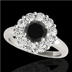2.09 CTW Certified Vs Black Diamond Solitaire Halo Ring 10K White Gold - REF-109F3M - 34426