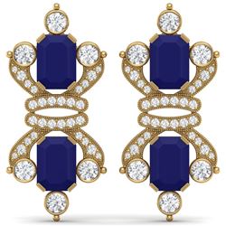 27.36 CTW Royalty Sapphire & VS Diamond Earrings 18K Yellow Gold - REF-600R2K - 38768
