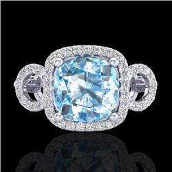 3.75 CTW Topaz & Micro VS/SI Diamond Certified Ring 18K White Gold - REF-65N3Y - 23012