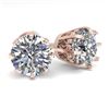 Image 1 : 3.09 CTW VS/SI Diamond Stud Solitaire Earrings 14K Rose Gold - REF-948N8Y - 35564