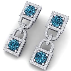 4 CTW Si/I Fancy Blue And White Diamond Earrings 18K White Gold - REF-265T9X - 40160