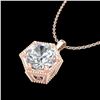 Image 2 : 0.82 CTW VS/SI Diamond Solitaire Art Deco Stud Necklace 18K Rose Gold - REF-218M2F - 37221