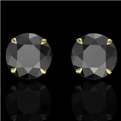 4 CTW Black VS/SI Diamond Designer Inspired Stud Earrings 18K Yellow Gold - REF-105T8X - 21816