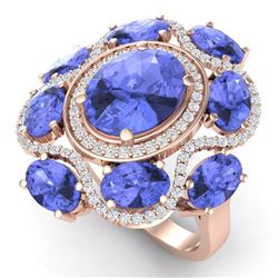 9.67 CTW Royalty Tanzanite & VS Diamond Ring 18K Rose Gold - REF-245W5H - 39301
