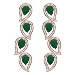 16.44 CTW Royalty Emerald & VS Diamond Earrings 18K Rose Gold - REF-336K4R - 39451