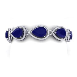 42.47 CTW Royalty Sapphire & VS Diamond Bracelet 18K White Gold - REF-536F4M - 39561