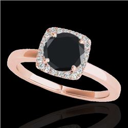 1.15 CTW Certified Vs Black Diamond Solitaire Halo Ring 10K Rose Gold - REF-43M6F - 33404