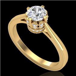 0.81 CTW VS/SI Diamond Art Deco Ring 18K Yellow Gold - REF-135W8H - 36826