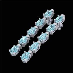 15.47 CTW Skt Blue Topaz & VS/SI Certified Diamond Earrings 10K White Gold - REF-74W8H - 29494