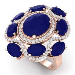 9.86 CTW Royalty Designer Sapphire & VS Diamond Ring 18K Rose Gold - REF-200W2H - 39298