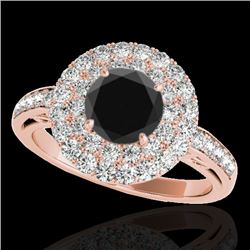 2.25 CTW Certified Vs Black Diamond Solitaire Halo Ring 10K Rose Gold - REF-124H8W - 34206