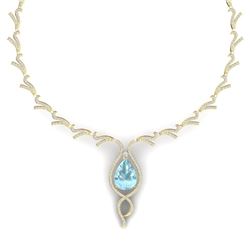 24.32 CTW Royalty Sky Topaz & VS Diamond Necklace 18K Yellow Gold - REF-800F2M - 39506