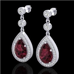 4.50 CTW Garnet & Micro Pave VS/SI Diamond Earrings Designer 18K White Gold - REF-66H8W - 23117