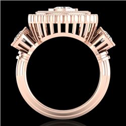 2.62 CTW VS/SI Diamond Solitaire Art Deco 3 Stone Ring 18K Rose Gold - REF-315F2M - 37089