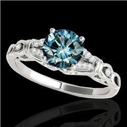 1.2 CTW SI Certified Fancy Blue Diamond Solitaire Ring 10K White Gold - REF-156Y4N - 35255