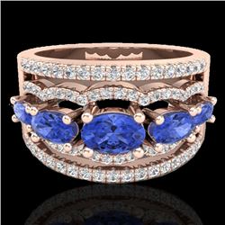 2.25 CTW Tanzanite & Micro Pave VS/SI Diamond Certified Designer Ring 10K Rose Gold - REF-80N2Y - 20