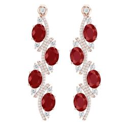 16.12 CTW Royalty Designer Ruby & VS Diamond Earrings 18K Rose Gold - REF-290R9K - 38980