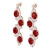 Image 2 : 16.12 CTW Royalty Designer Ruby & VS Diamond Earrings 18K Rose Gold - REF-290R9K - 38980