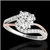 Image 1 : 1.35 CTW H-SI/I Certified Diamond Bypass Solitaire Ring Two Tone 10K White & Rose Gold - REF-167Y3N 