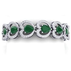 32.15 CTW Royalty Emerald & VS Diamond Bracelet 18K White Gold - REF-690H9W - 38685