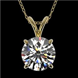 1.50 CTW Certified H-SI/I Quality Diamond Solitaire Necklace 10K Yellow Gold - REF-314F2M - 33222