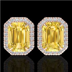 8.40 CTW Citrine & Micro Pave VS/SI Diamond Halo Earrings 14K Rose Gold - REF-64N5Y - 21221