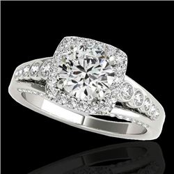 1.75 CTW H-SI/I Certified Diamond Solitaire Halo Ring 10K White Gold - REF-194T5X - 34310