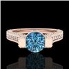 Image 2 : 2 CTW Intense Blue Diamond Engagement Micro Pave Ring 18K Rose Gold - REF-200N2Y - 37622