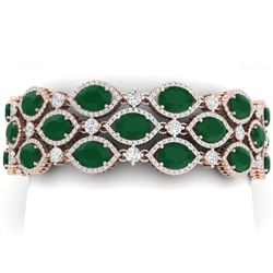 52.84 CTW Royalty Emerald & VS Diamond Bracelet 18K Rose Gold - REF-1181H8W - 38887