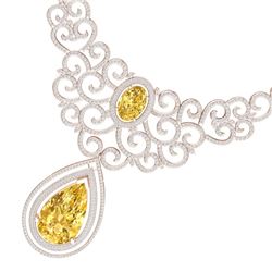 73.43 CTW Royalty Canary Citrine & VS Diamond Necklace 18K Rose Gold - REF-1527K3R - 39849