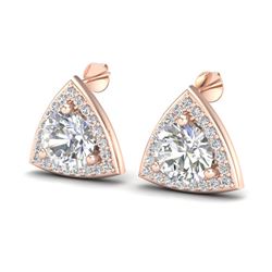 3 CTW VS/SI Diamond Certified Stud Earrings 14K Rose Gold - REF-819W5H - 20187