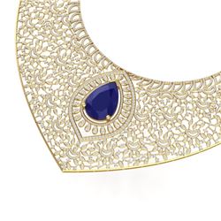63.93 CTW Royalty Sapphire & VS Diamond Necklace 18K Yellow Gold - REF-2563R6K - 39578